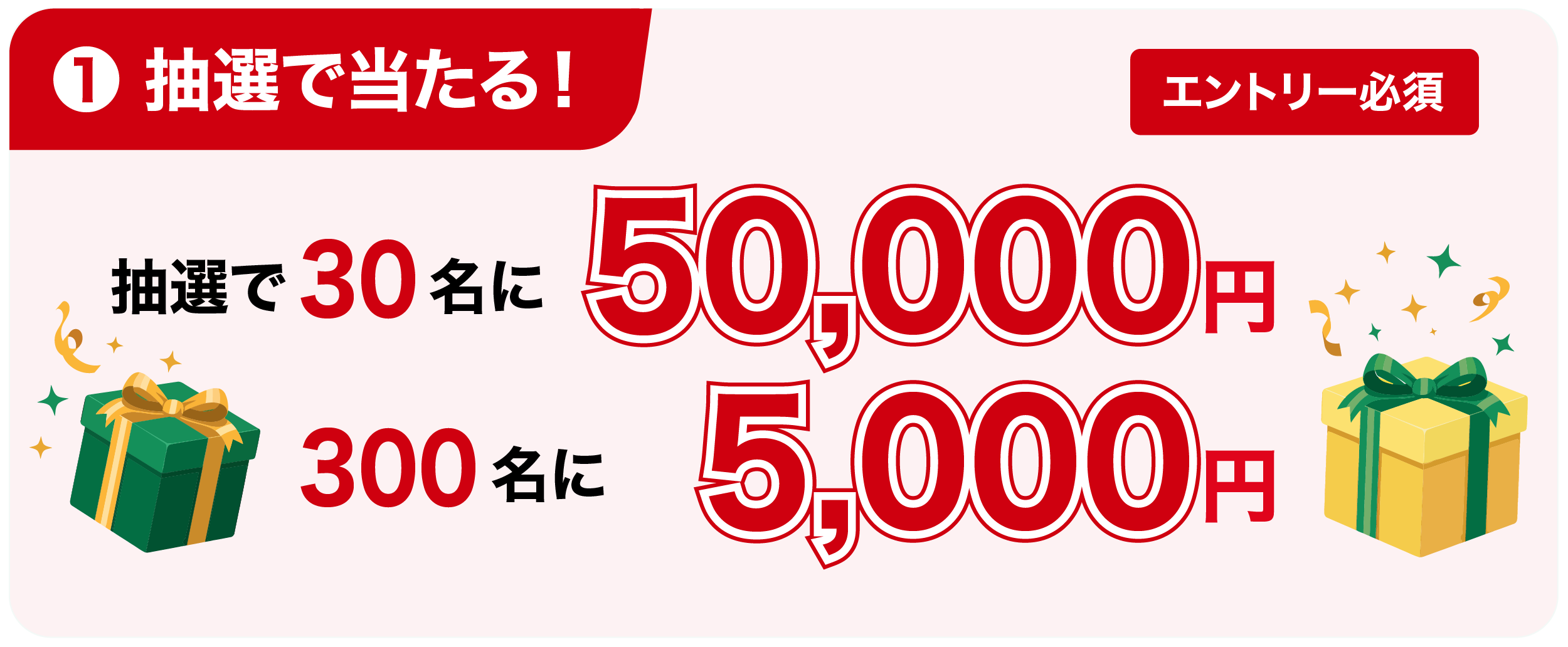 抽選で30名に50,000円 300名に5,000円