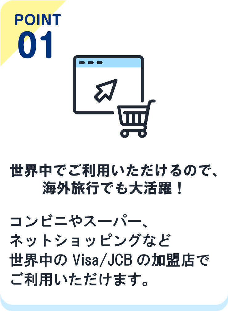 point01 世界中でご利用いただけるので、海外旅行でも大活躍！