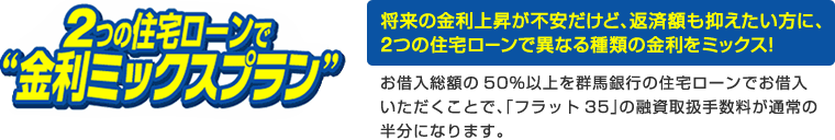 2つの住宅ローンで“金利ミックスプラン”