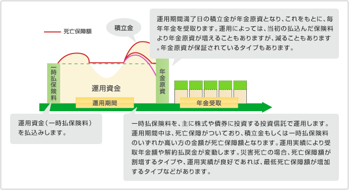 一般的な「変額個人年金保険」の仕組図